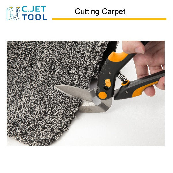 C.JET TOOL 10" Heavy Duty Scissors Multipurpose, Scissors for Carpet, Cardboard and Recycle (Orange)