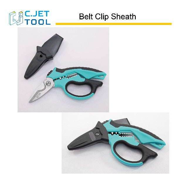 C.JET TOOL 8" Stainless Angle Type Electrician Scissors Heavy Duty Professional for Aluminium Copper Soft Cable