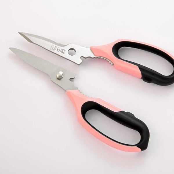 C.JET TOOL 8" Sharp Stainless Kitchen Scissors Meat Vegetables Herbs Food Cutting Shear Heavy Duty Cooking Scissors with Soft Grip Utility Multi-Purpose Carton Opening Tip Blade (Pink)