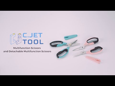  C.JET TOOL 8 Kitchen Scissors for food, Kitchen Shears with  Protective Sheath, Food Meat Cooking Scissors Heavy Duty All Purpose,  Stainless Steel with Soft Grip & Carton Opening Tip Blade (Turquoise) 